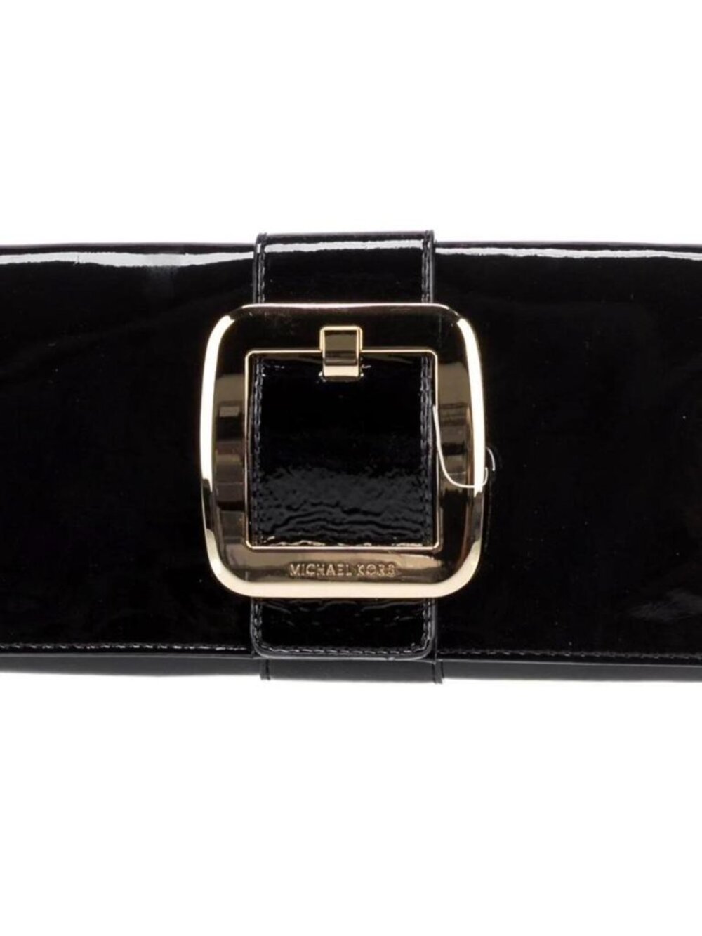 Michael Kors Black Patent Clutch Wallet Gold Buckle Evening Bag